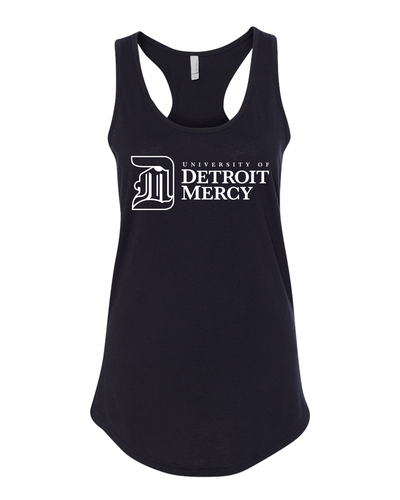 Detroit Mercy DM Text One Color Ladies Tank Top - Black