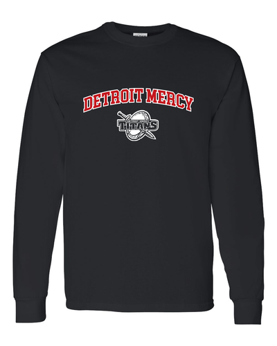 Detroit Mercy Arched Two Color Long Sleeve T-Shirt - Black