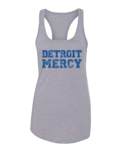 U of Detroit Mercy Block Distressed Tank Top - Heather Grey