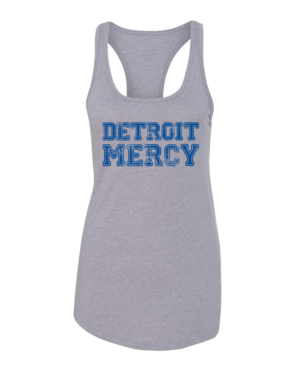 U of Detroit Mercy Block Distressed Tank Top - Heather Grey