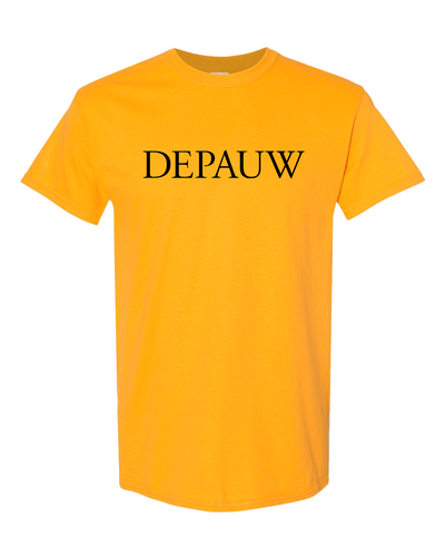 DePauw Black Text T-Shirt - Gold