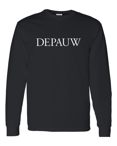 DePauw White Text Long Sleeve T-Shirt - Black