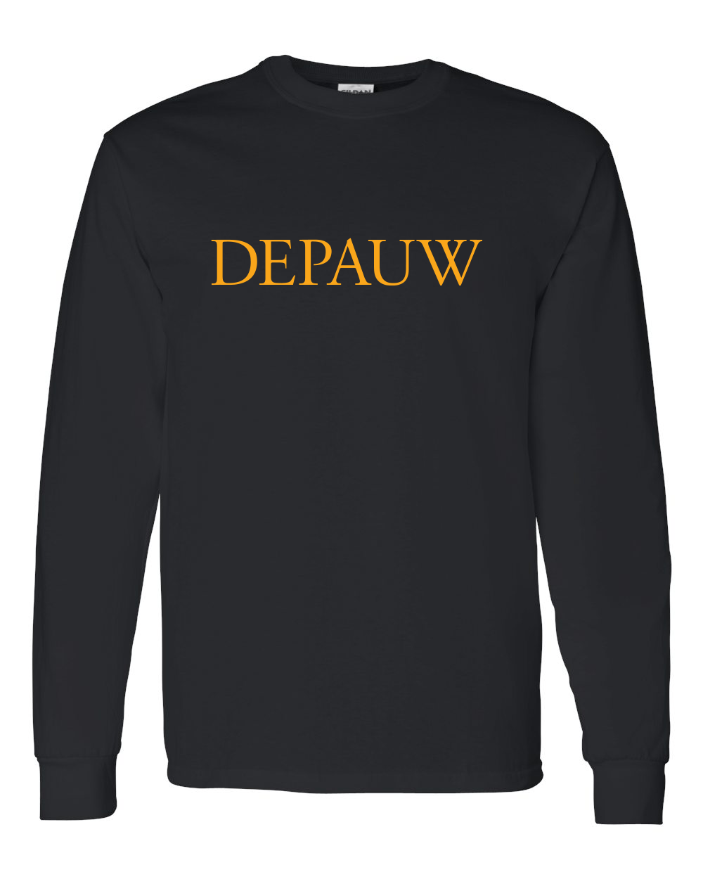 DePauw Gold Text Long Sleeve T-Shirt - Black