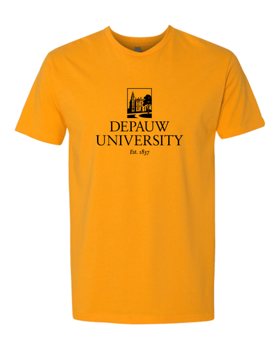 DePauw Full Logo Black Ink T-Shirt - Gold