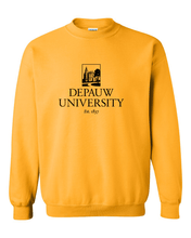 Load image into Gallery viewer, DePauw Full Logo Black Ink Crewneck Sweatshirt - Gold
