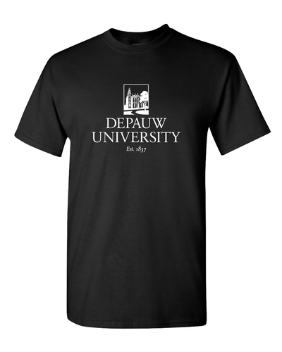 DePauw Full Logo White Ink T-Shirt - Black