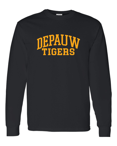 DePauw Tigers Gold Ink Long Sleeve T-Shirt - Black