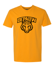 Load image into Gallery viewer, DePauw Tiger Head Black Ink Exclusive Soft Shirt - Gold
