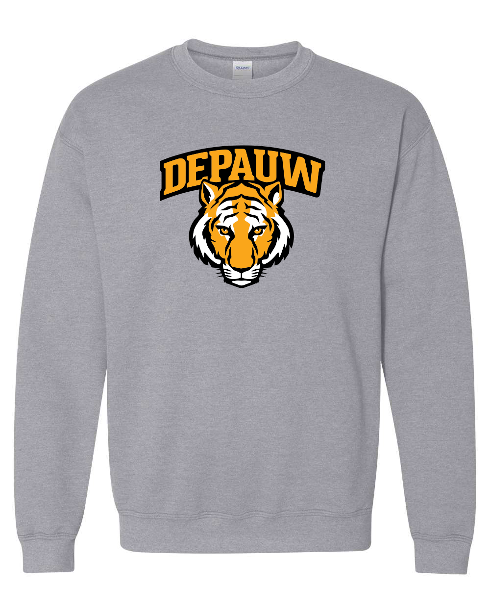 DePauwTiger Head Full Color Crewneck Sweatshirt - Sport Grey