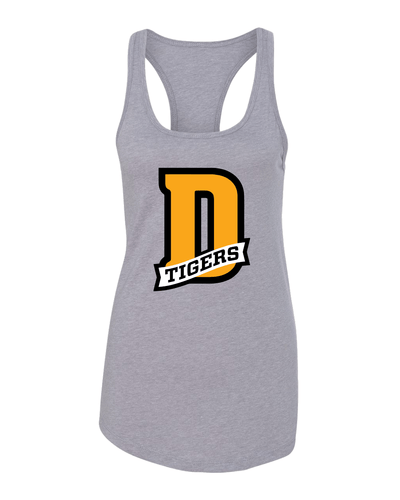 DePauw Classic Tigers D Ladies Racer Tank Top - Heather Grey