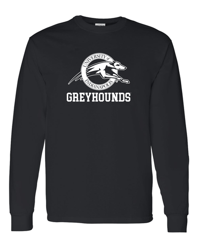 University of Indianapolis Greyhounds White Text Long Sleeve - Black