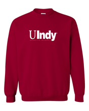 Load image into Gallery viewer, University of Indianapolis UIndy White Text Crewneck Sweatshirt - Cardinal Red
