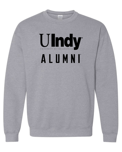 Univ of Indianapolis UIndy Alumni Black Text Crewneck Sweatshirt - Sport Grey