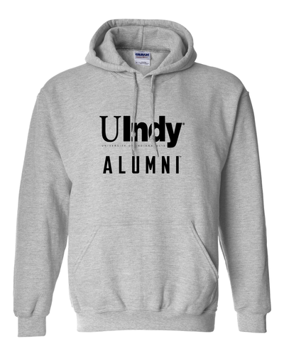 University of Indianapolis UIndy Alumni Black Text Hooded Sweatshirt - Sport Grey