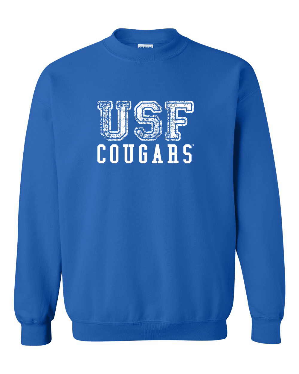 Saint Francis USF Cougars White Ink Crewneck Sweatshirt - Royal