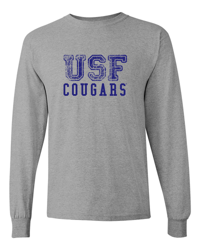 Saint Francis USF Cougars Blue Ink Long Sleeve T-Shirt - Sport Grey