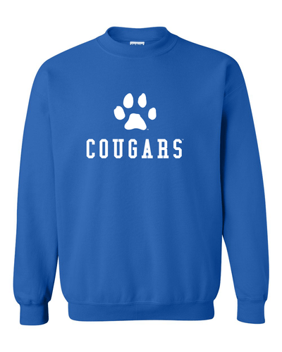 Saint Francis Cougars White Paw Crewneck Sweatshirt - Royal