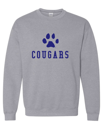 Saint Francis Cougars Navy Paw Crewneck Sweatshirt - Sport Grey