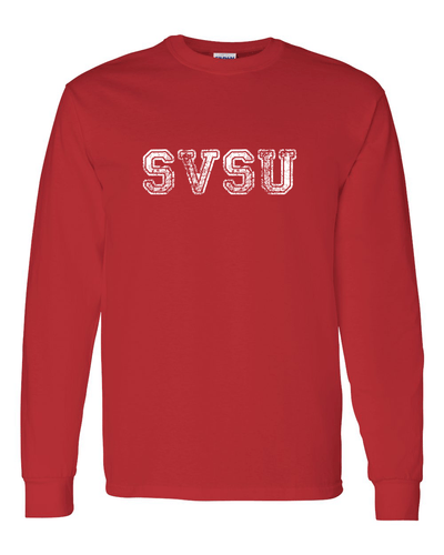 SVSU Block Distressed Long Sleeve - Red