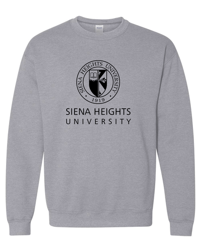 Siena Heights Stacked Black Logo Crewneck Sweatshirt - Sport Grey