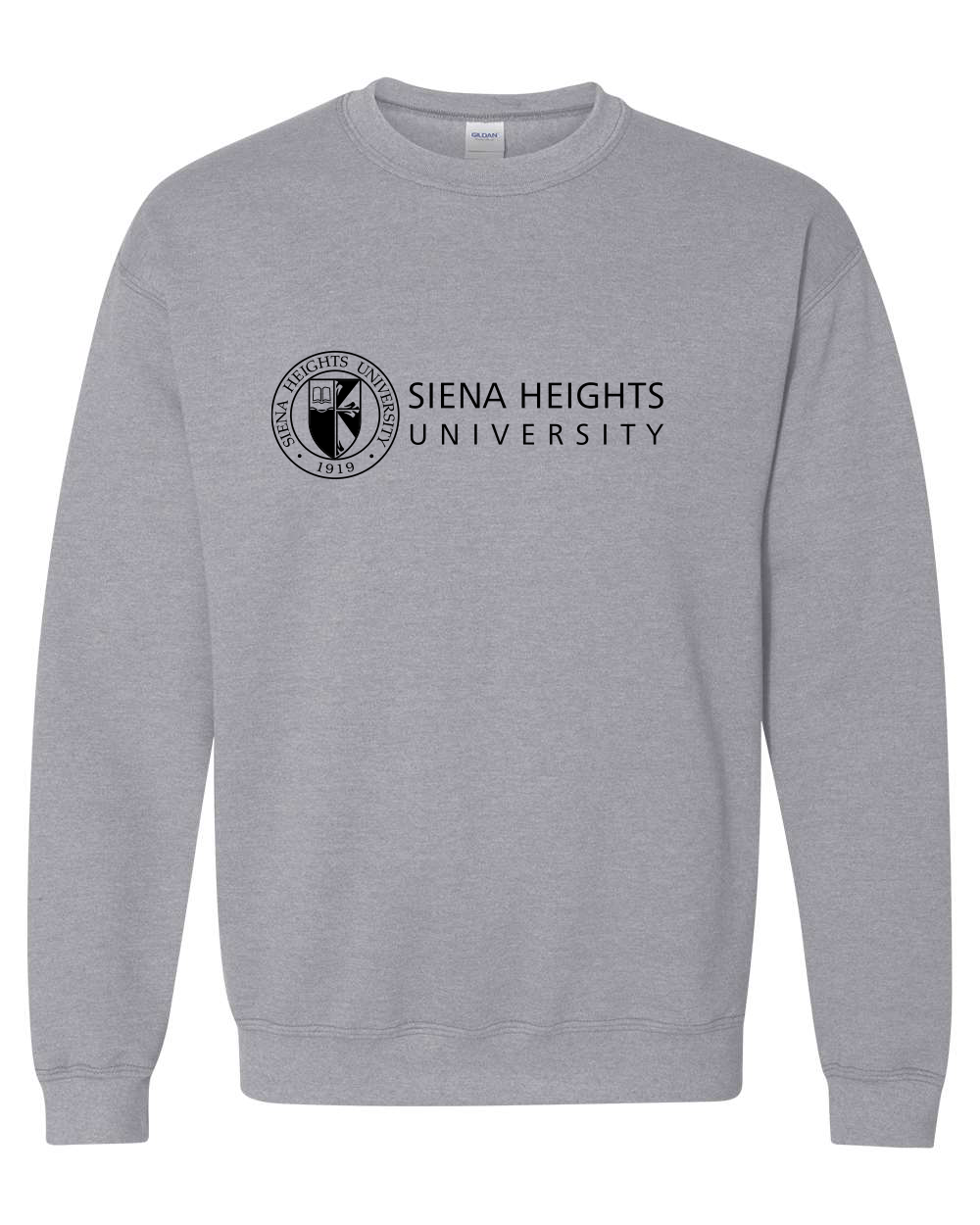 Siena Heights Black Logo Crewneck Sweatshirt - Sport Grey