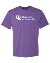 Load image into Gallery viewer, Evansville White Text Exclusive Soft Shirt - Purple Rush
