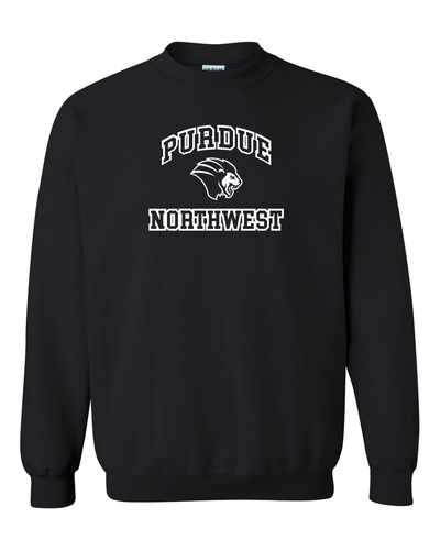 Purdue Northwest Stacked One Color Crewneck Sweatshirt - Black