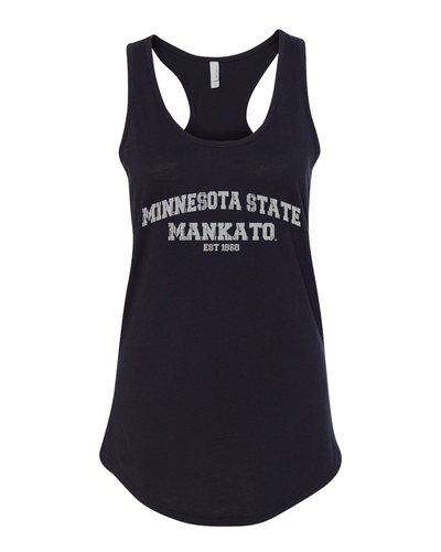 Minnesota State Mankato Est 1868 Ladies Racer Tank Top - Black