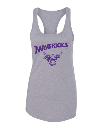 Mankato Mavericks Steer Ladies Racer Tank Top - Heather Grey