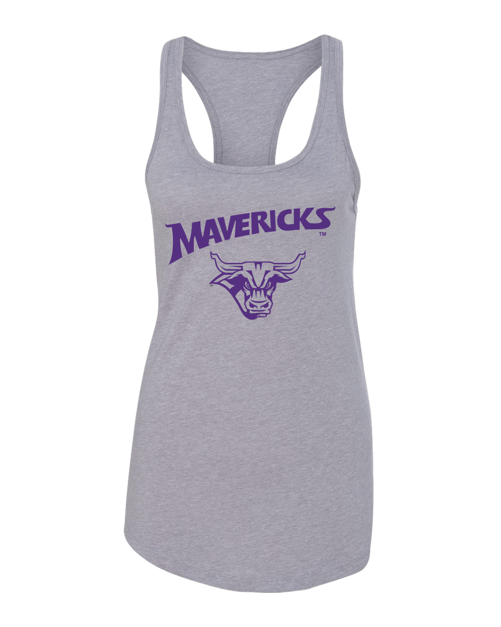 Mankato Mavericks Steer Ladies Racer Tank Top - Heather Grey