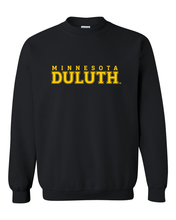 Load image into Gallery viewer, Minnesota Duluth Gold Text Crewneck Sweatshirt - Black
