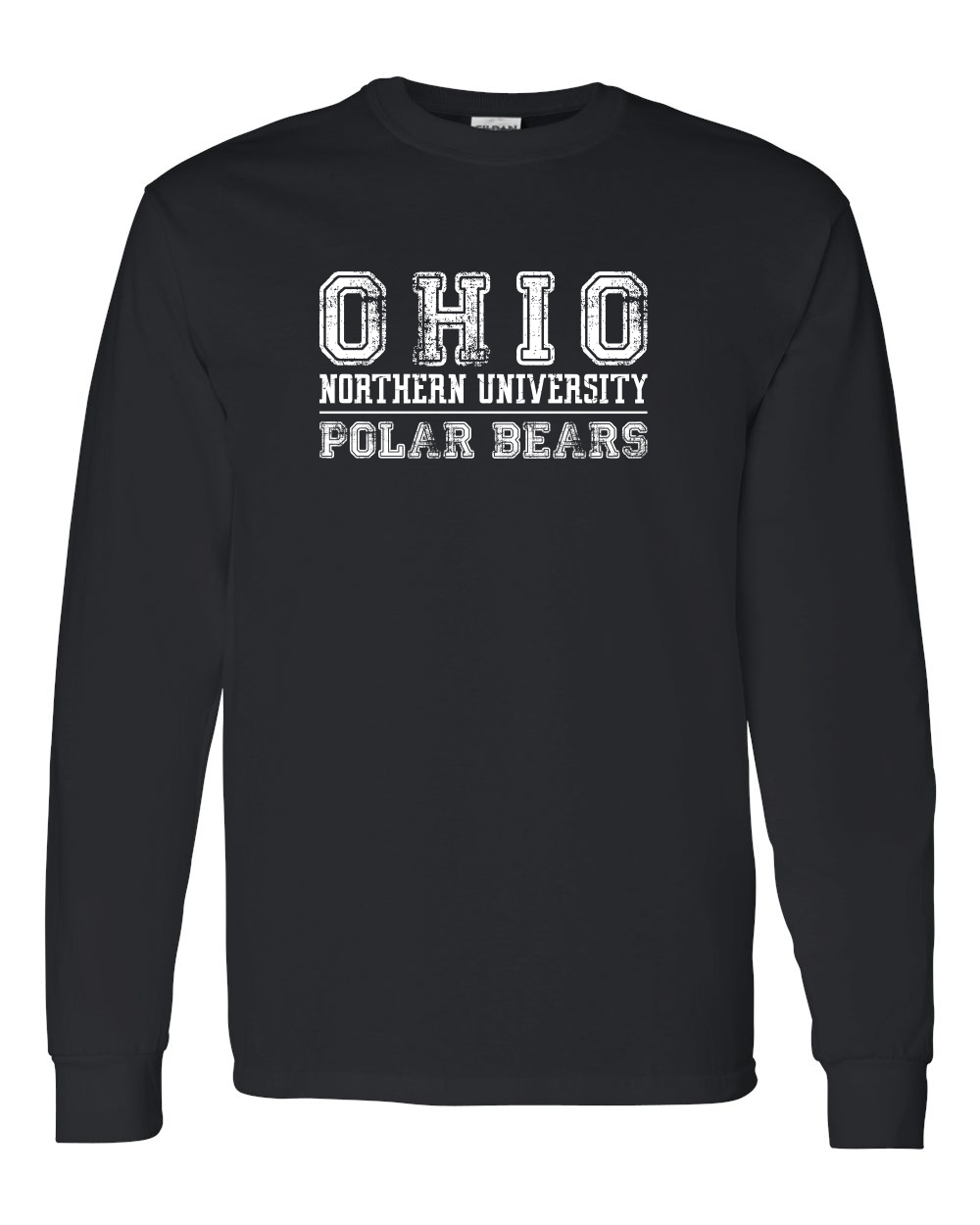 Ohio Northern 1 Color Text Long Sleeve T-Shirt - Black