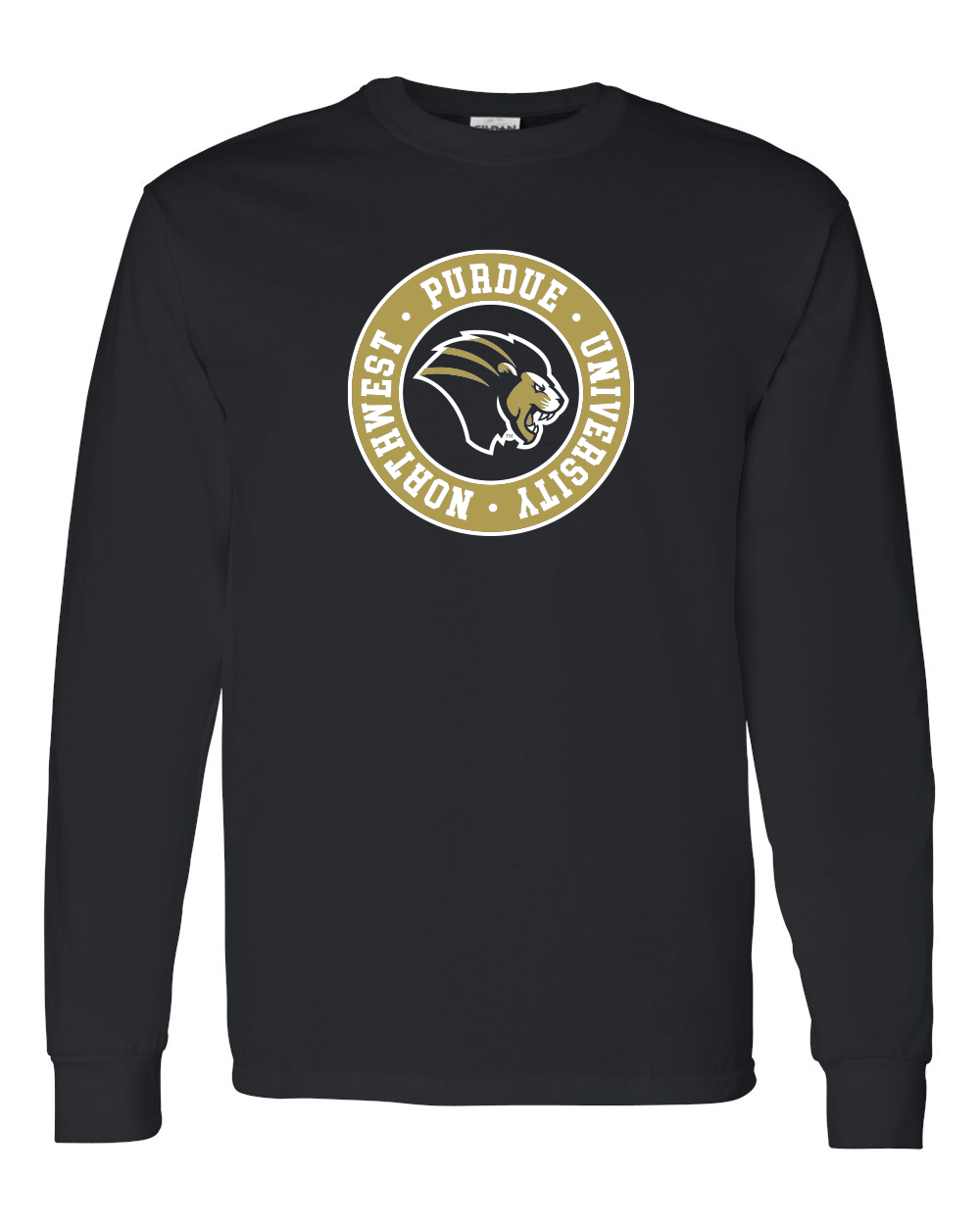 Purdue Northwest Circle Two Color Long Sleeve T-Shirt - Black