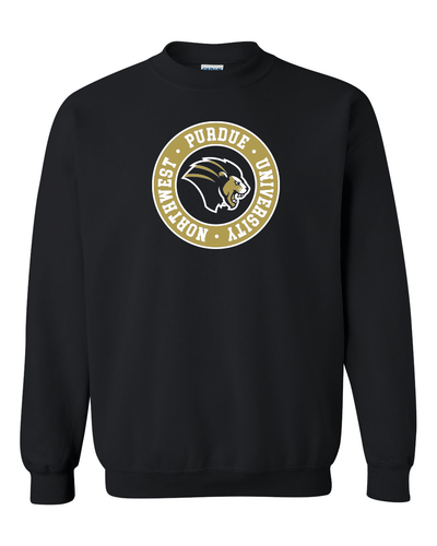 Purdue Northwest Circle Two Color Crewneck Sweatshirt - Black