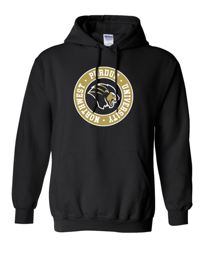 Purdue Northwest Circle Two Color Hooded Sweatshirt - Black