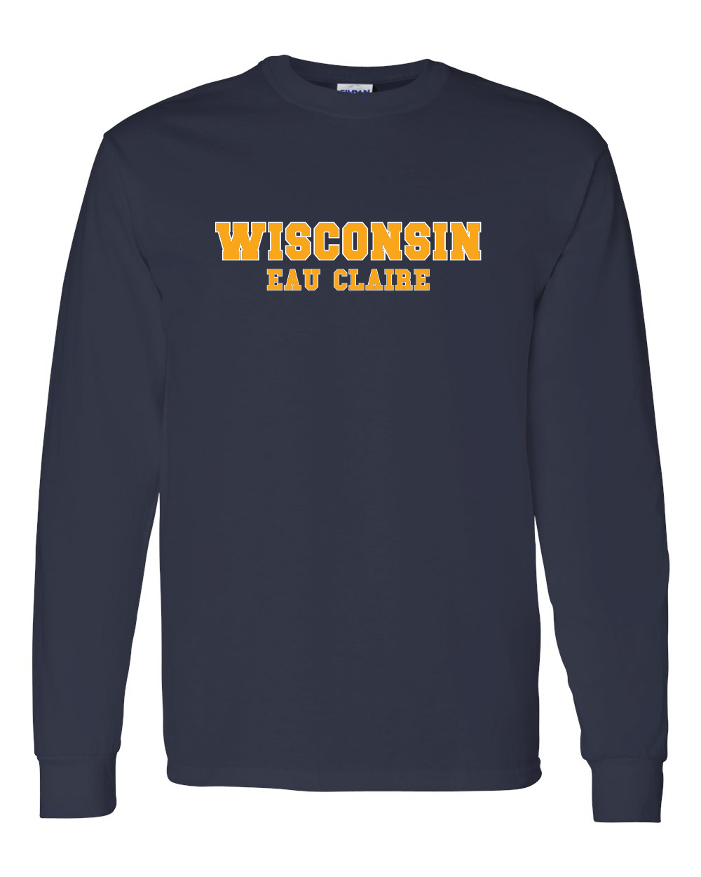 Wisconsin Eau Claire Block Two Color Long Sleeve T-Shirt - Navy