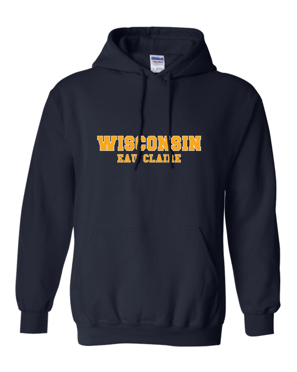 Wisconsin Eau Claire Block Two Color Hooded Sweatshirt - Navy