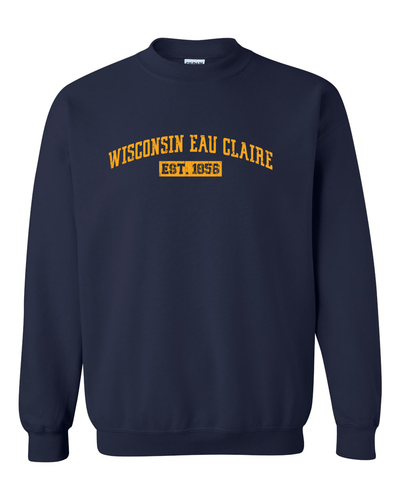 Wisconsin Eau Claire EST 1856 Distresssed Crewneck Sweatshirt - Navy