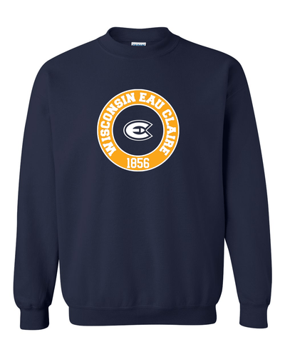 Wisconsin Eau Claire Circle Two Color Crewneck Sweatshirt - Navy