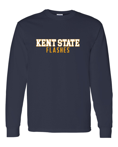 Kent State Flashes Block Two Color Long Sleeve T-Shirt - Navy