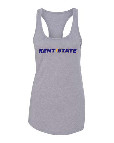 Kent State Bolt Text Two Color Tank Top - Heather Grey