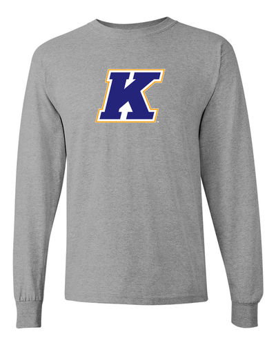 Kent State K Logo Three Color Long Sleeve T-Shirt - Sport Grey