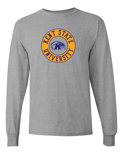 Kent State Circle Two Color Long Sleeve T-Shirt - Sport Grey