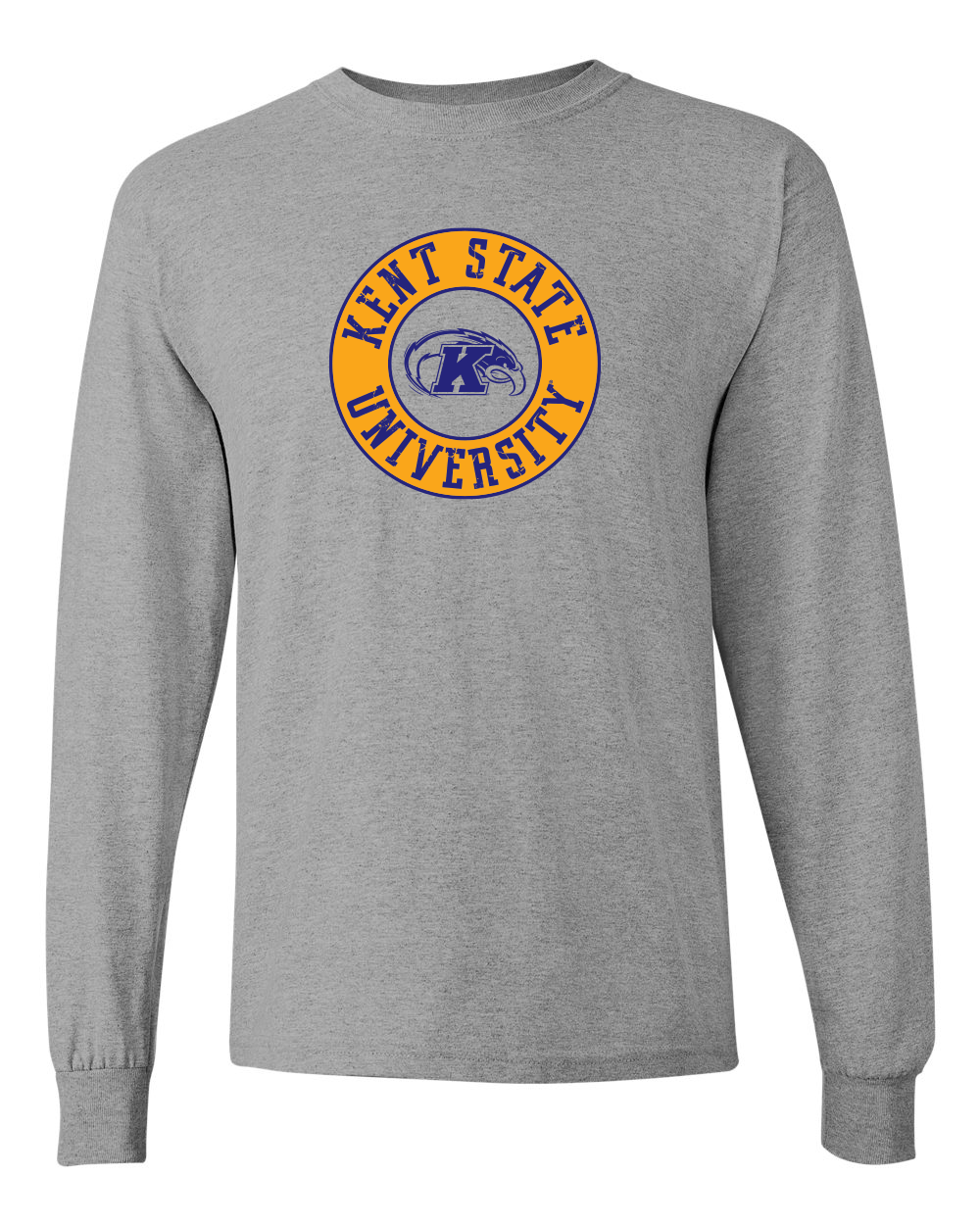 Kent State Circle Two Color Long Sleeve T-Shirt - Sport Grey