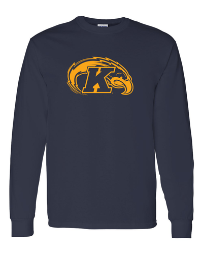 Kent State One Color Mascot Logo Long Sleeve T-Shirt - Navy