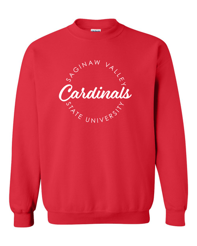 Saginaw Valley State University Circular 1 Color Crewneck Sweatshirt - Red