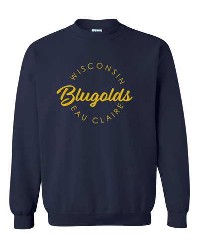 Wisconsin Eau Claire Circular 1 Color Crewneck Sweatshirt - Navy