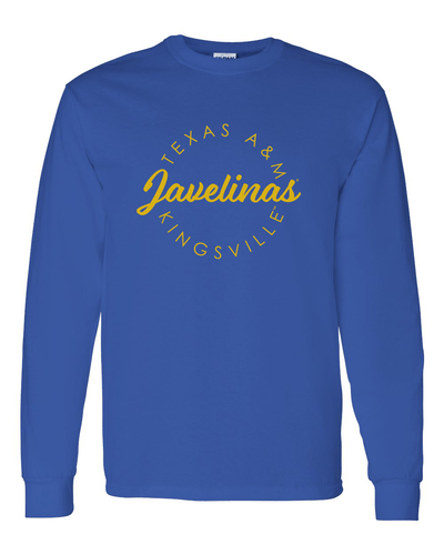 Texas A&M Kingsville Circular 1 Color Long Sleeve T-Shirt - Royal