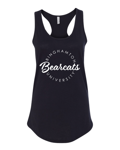 Binghamton University Circular 1 Color Ladies Tank Top - Black