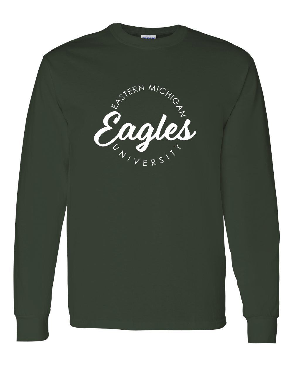 Eastern Michigan University Circular 1 Color Long Sleeve Shirt - Forest Green